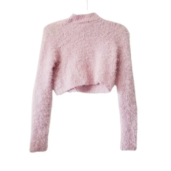Wild Fable Eyelash Crop Barbie Y2K Mean Girls Bimbo Bubblegum Pink Sweater S - Picture 3 of 7